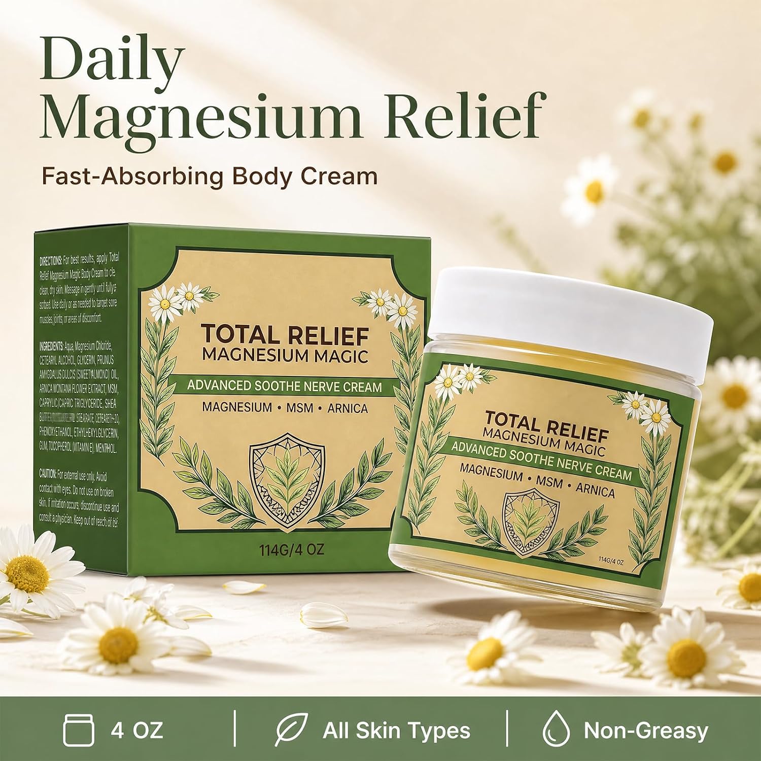 Night Cream - Total Relief Magnesium Body Cream Soothing