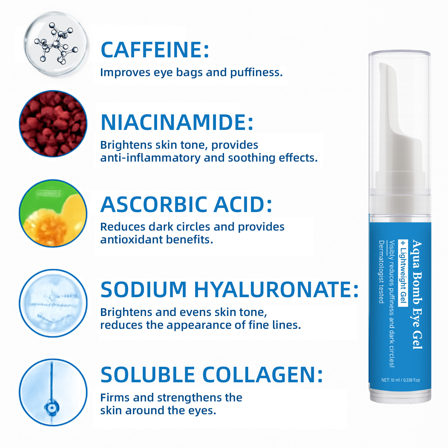 Aqua Cooling Eye Gel Caffeine  - đánh giá và giá Vitamin C Serum
